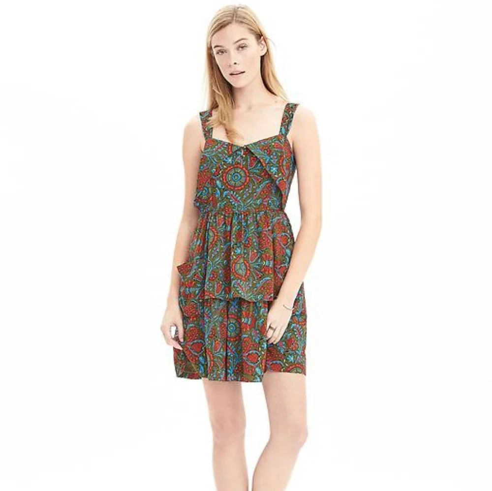 Banana Republic Heritage Silk Ruffle Dress, Color Floral Size 6